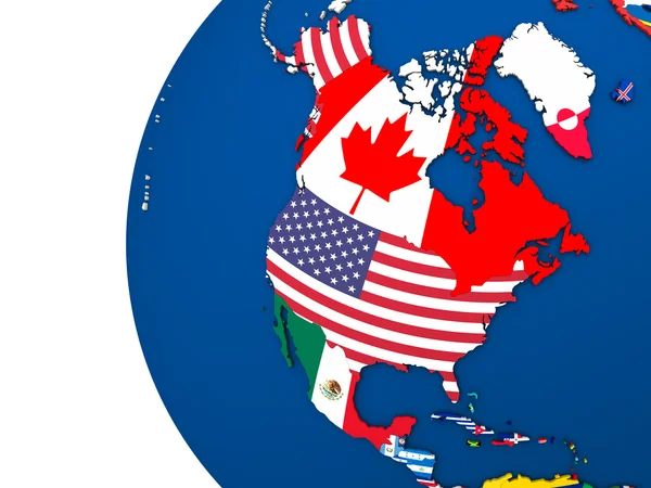 Politiska Nordamerika karta — Stockfoto