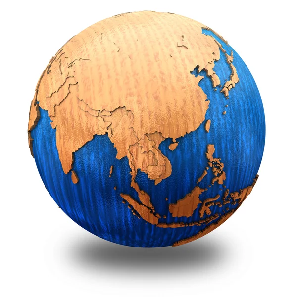 Azië op houten aarde — Stockfoto