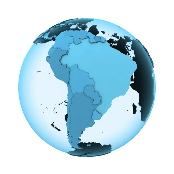 Sydamerika på genomskinlig jorden — Stockfoto