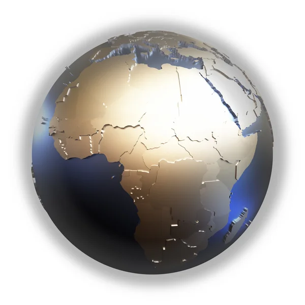 Africa on golden metallic Earth — Stock Photo, Image