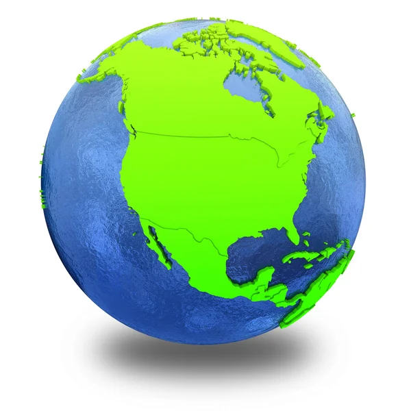 Noord-Amerika op groen aarde — Stockfoto