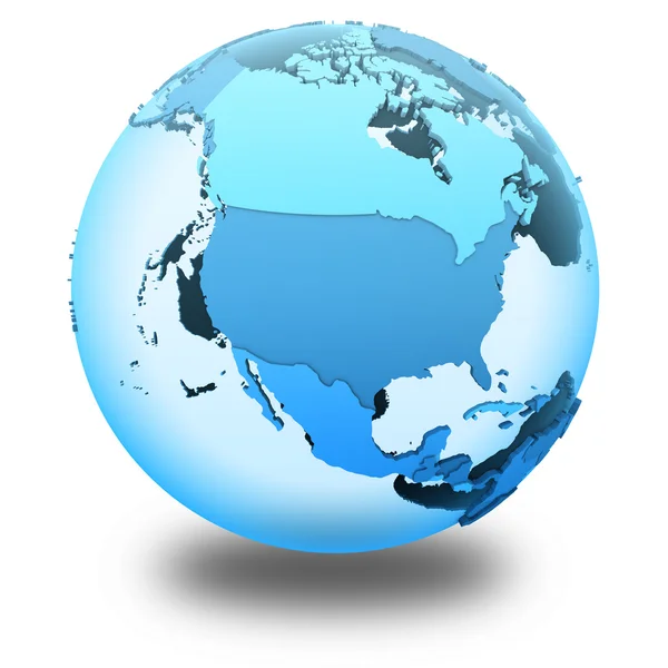 Nordamerika på genomskinlig jorden — Stockfoto