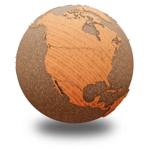 North America on wooden planet Earth — Stock Photo, Image
