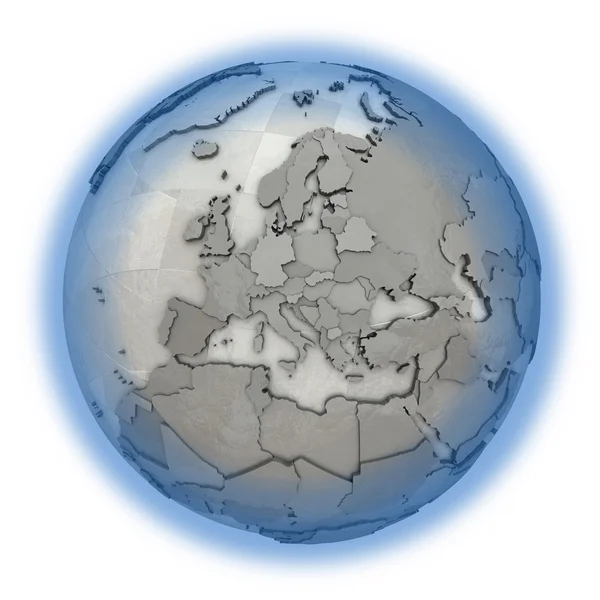 Europa auf metallischem Planeten Erde — Stockfoto