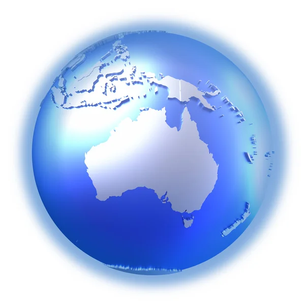 Australia on bright metallic Earth — Stock Photo, Image