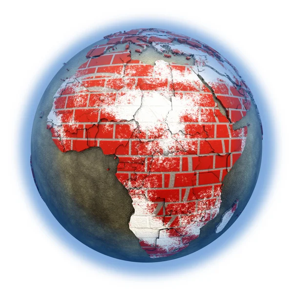 África na parede de tijolos Terra — Fotografia de Stock