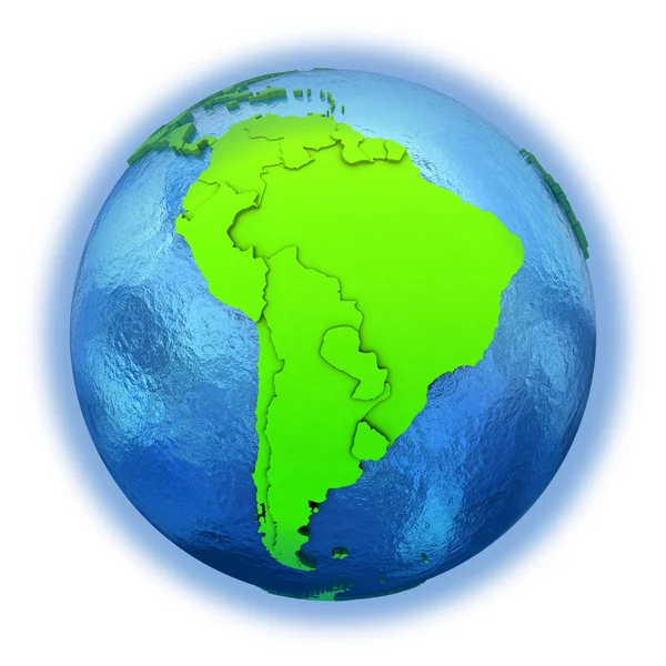 緑の地球上の南アメリカ — ストック写真