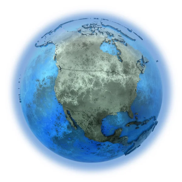 Северная Америка на мраморной планете Земля — стоковое фото