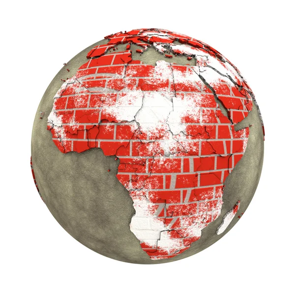 África na parede de tijolos Terra — Fotografia de Stock