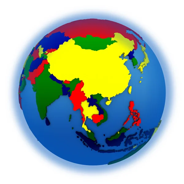 Азия на политической модели Земли — стоковое фото