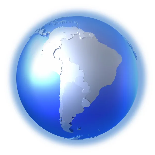 Sydamerika på ljusa metalliska jorden — Stockfoto