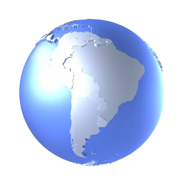 South America on bright metallic Earth — Stock Photo, Image