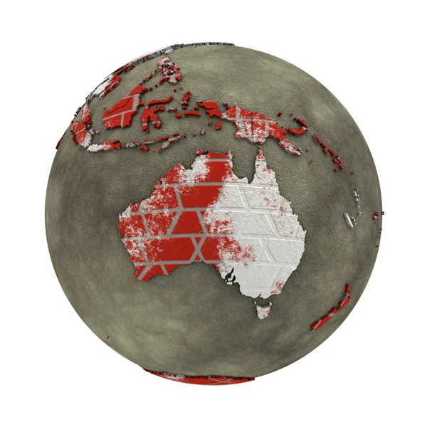 Austrália na parede de tijolos Terra — Fotografia de Stock