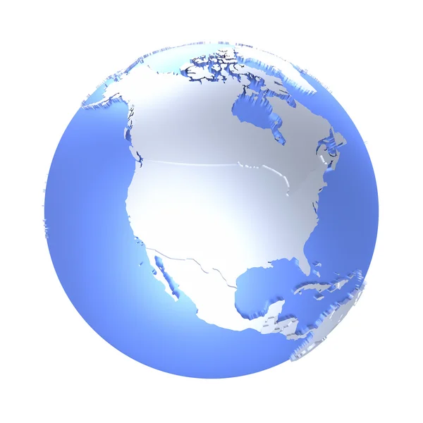 Noord-Amerika op lichte metalen aarde — Stockfoto
