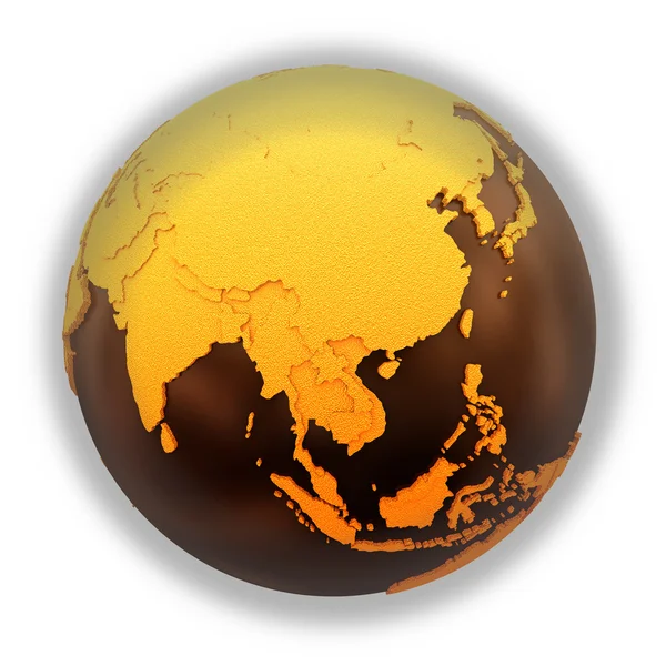 Southeast Asia on chocolate Earth — Stock Photo, Image