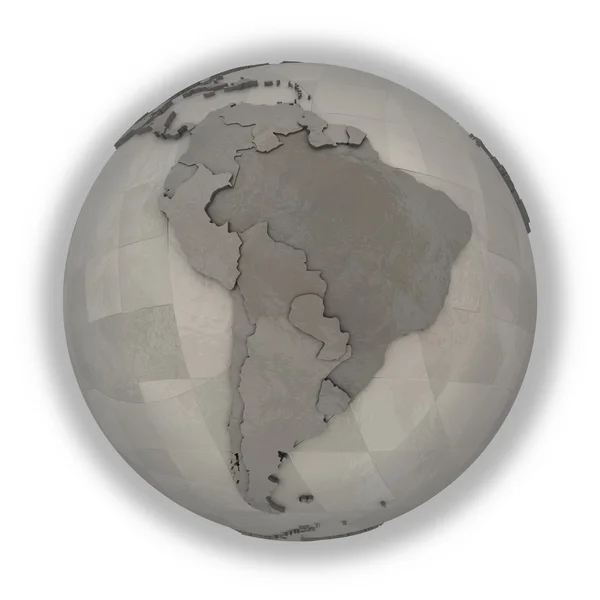 América del Sur en el planeta metálico Tierra — Foto de Stock