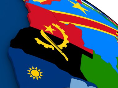 Angola bayrağı ile dünya üzerinde
