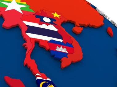 Tayland bayrakları ile dünya üzerinde