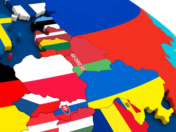 Східної Європи по всьому світу з прапорами — стокове фото
