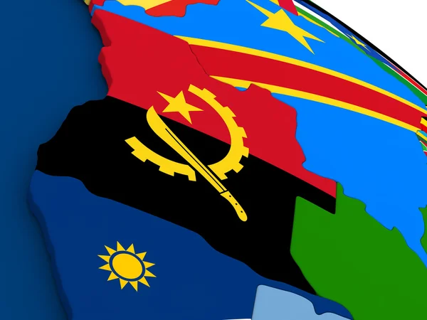 Angola on globe with flags — Stock Photo, Image