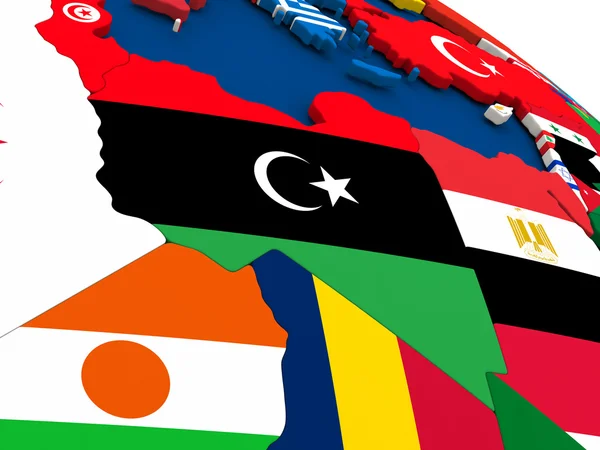 Лівія по всьому світу з прапорами — стокове фото