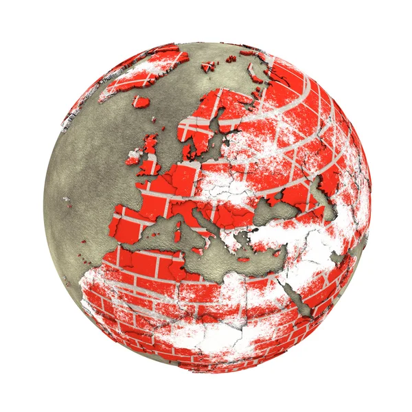 Europa na parede de tijolos Terra — Fotografia de Stock