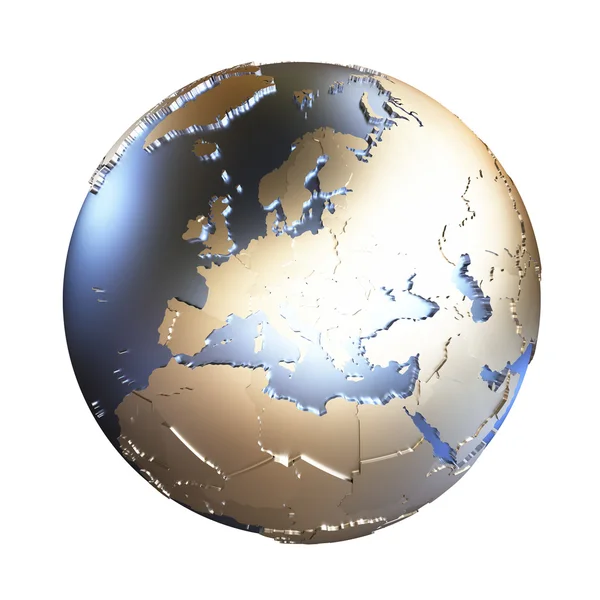金色金属地球上的欧洲 — 图库照片