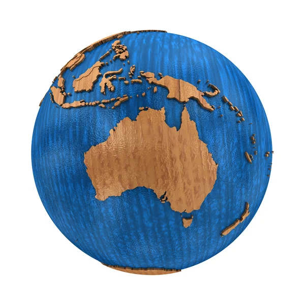 Australia on wooden Earth — Stock Photo, Image