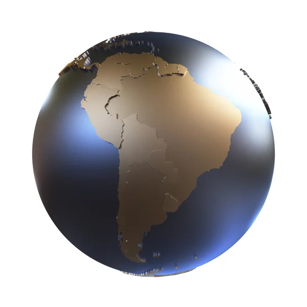 Південної Америки на Золотий металік землі — стокове фото