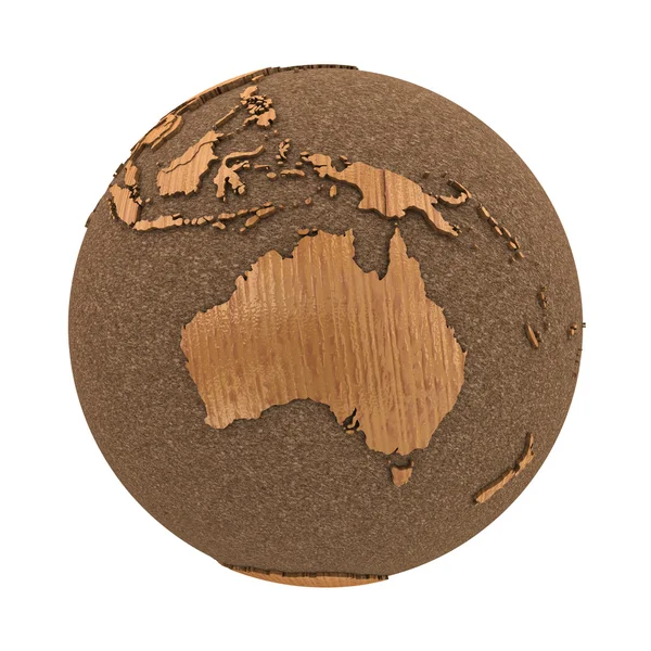 Austrália no planeta de madeira Terra — Fotografia de Stock