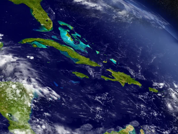 Βόρεια Καραϊβική από το διάστημα — Φωτογραφία Αρχείου