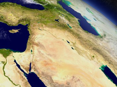 İsrail, Lübnan, Ürdün, Suriye ve Irak bölgesinden uzaydan