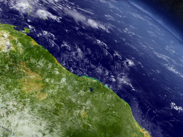 Guynea en Suriname uit de ruimte — Stockfoto