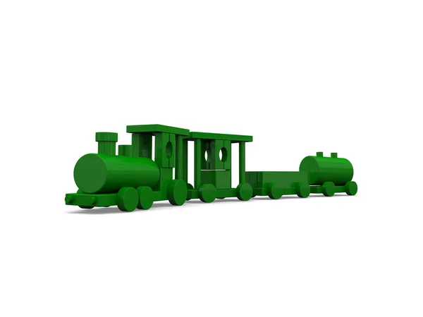 Tren de juguete de madera verde —  Fotos de Stock