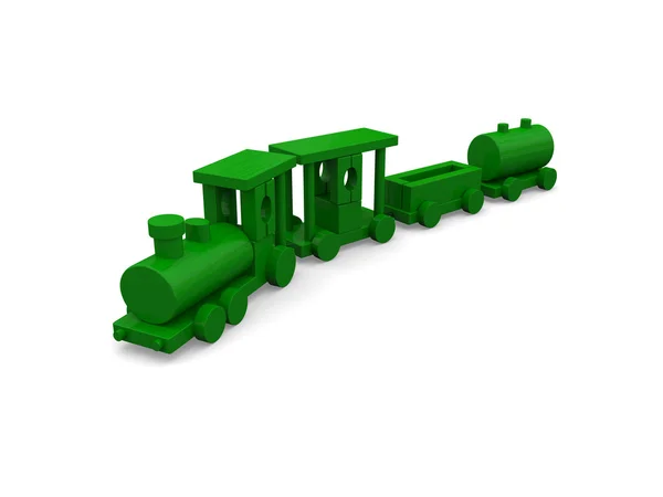 Juguete tren verde — Foto de Stock