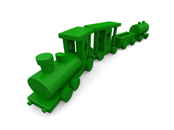 Зеленый игрушечный поезд — стоковое фото