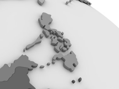3d harita Filipinler üzerinde gri