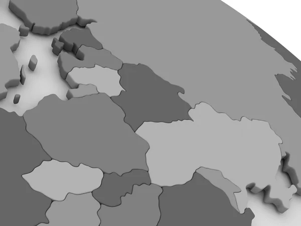Oost-Europa op grijs 3D-kaart — Stockfoto