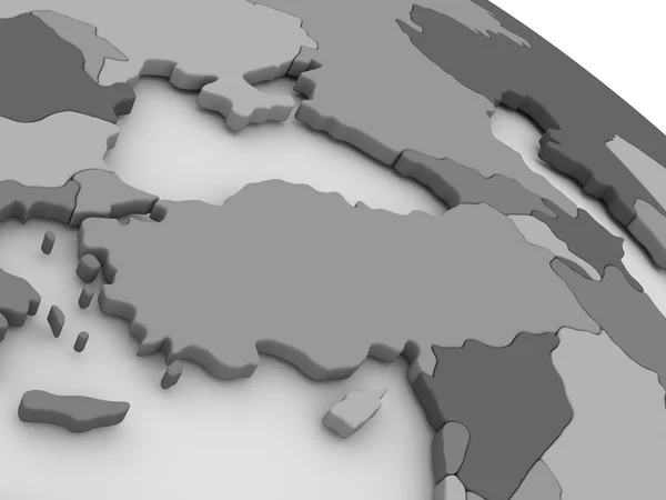 Tyrkia på grått 3D-kart – stockfoto