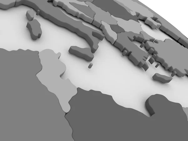 Tunesien auf grauer 3D-Karte — Stockfoto