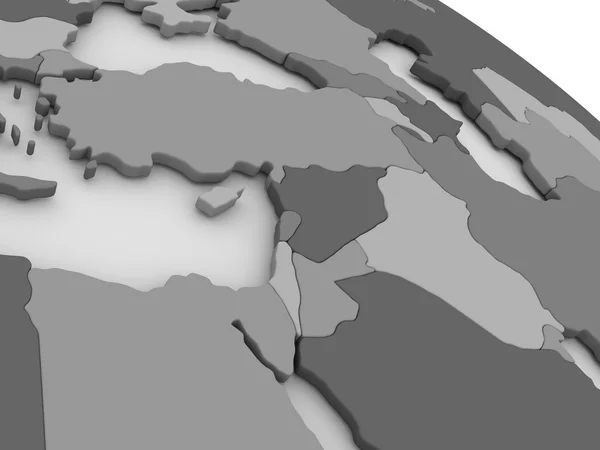 Bliski Wschód na szary mapę 3d — Zdjęcie stockowe