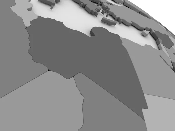 Líbia no mapa 3D cinza — Fotografia de Stock