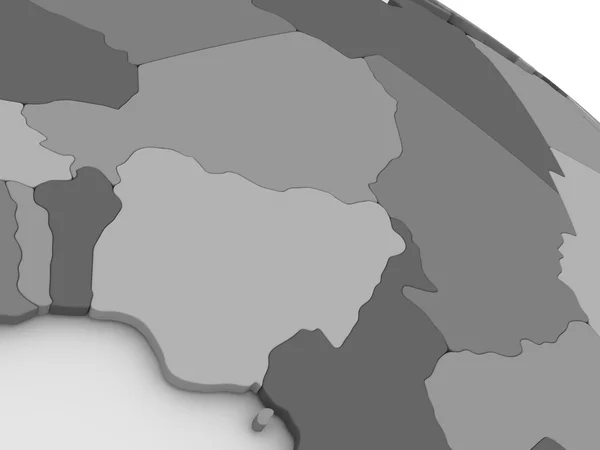 Niger i Nigeria na szary mapę 3d — Zdjęcie stockowe