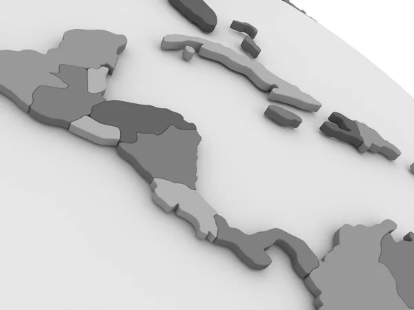 中美洲灰色 3d 地图 — 图库照片