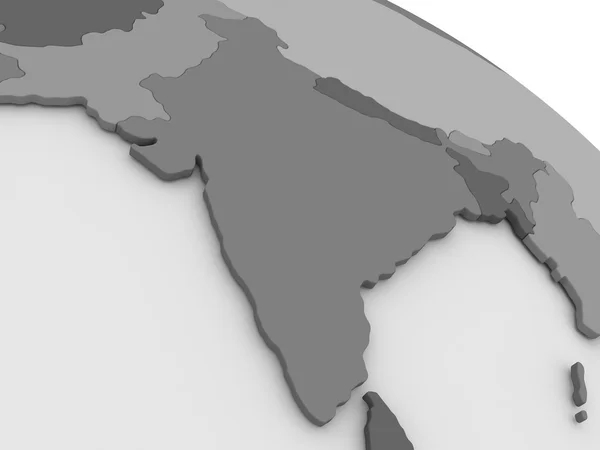 India en el mapa gris 3D — Foto de Stock