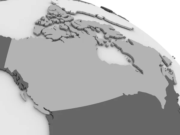 Kanada auf grauer 3D-Karte — Stockfoto
