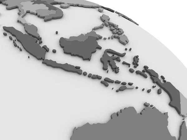 Indonesia on grey 3D map — Stock Photo, Image