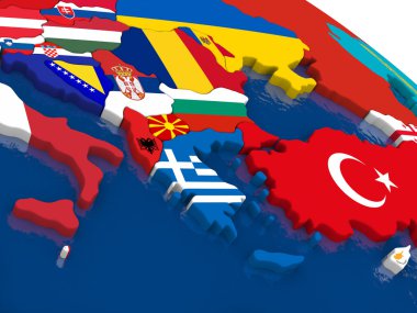 Yunanistan bayraklı 3d harita üzerinde