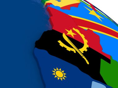Angola bayrağı ile 3d harita üzerinde
