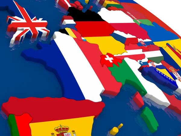 Frankreich auf 3D-Karte mit Flaggen — Stockfoto